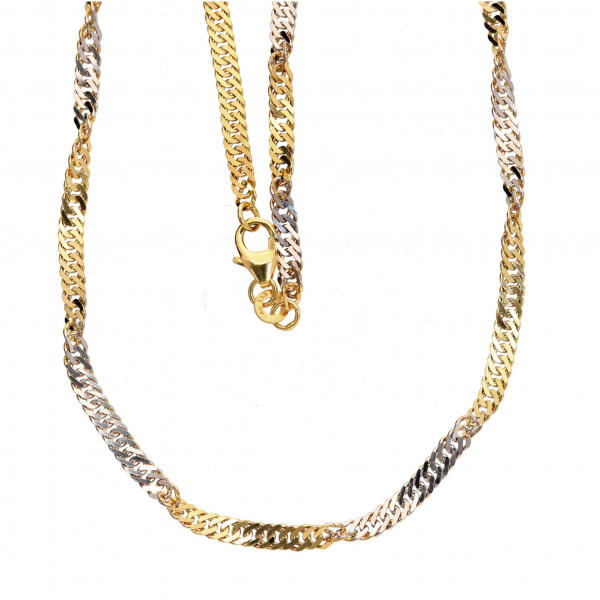 Singapur Collier echt Gold 333 (8 kt) bicolor in 42 cm