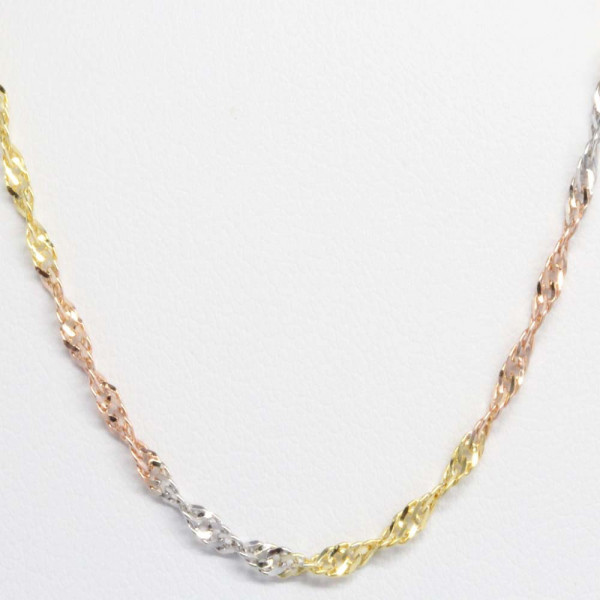 Damen Collier Halskette Kette echt Gold Legierung 333, 8 kt Singapur dreifarbig