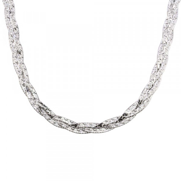 Damen Halskette Zopfkette echt Silber 925 rhodiniert Länge 42 cm