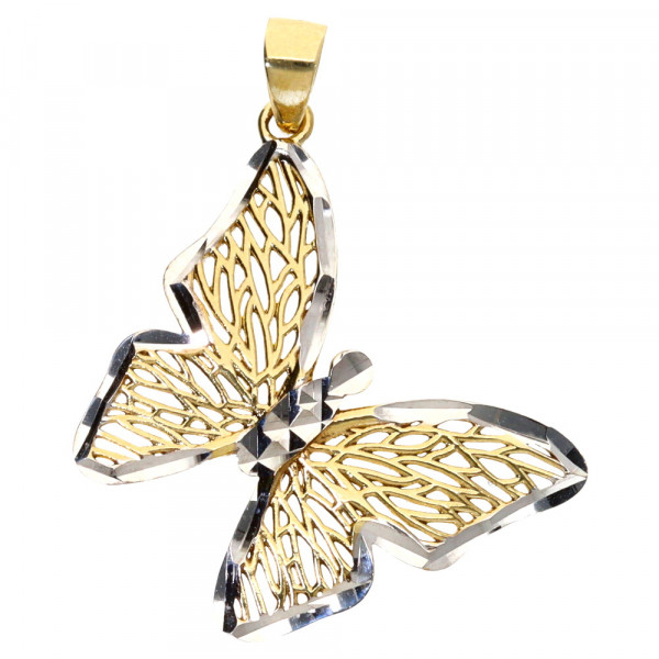 Ketten Anhänger Schmetterling echt Gold 333 (8 kt) in bicolor