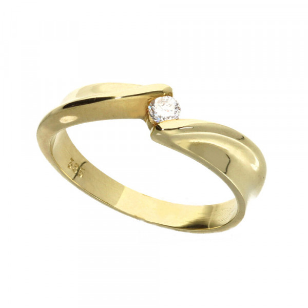 Damen Ring echt Gold 585 (14 kt) mit 1 Brillanten 0,1000 ct. WP1