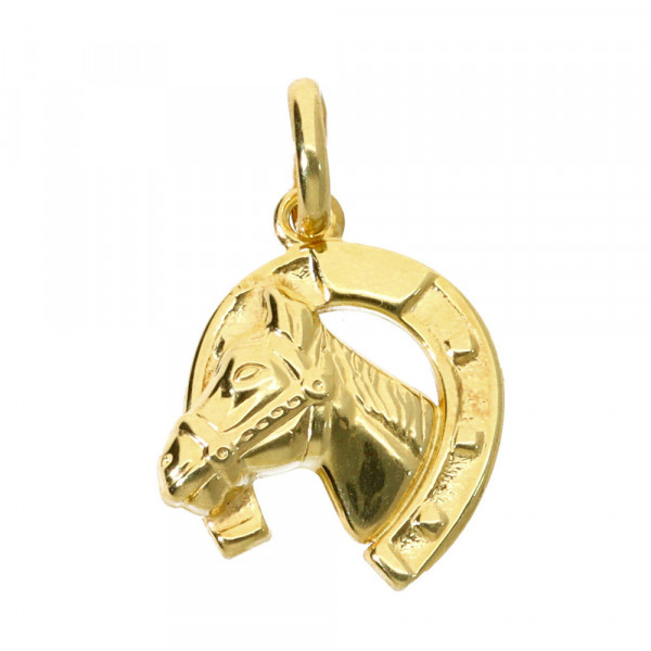 Kettenanhänger Pferd mit Hufeisen aus Gold 333 (8 kt)