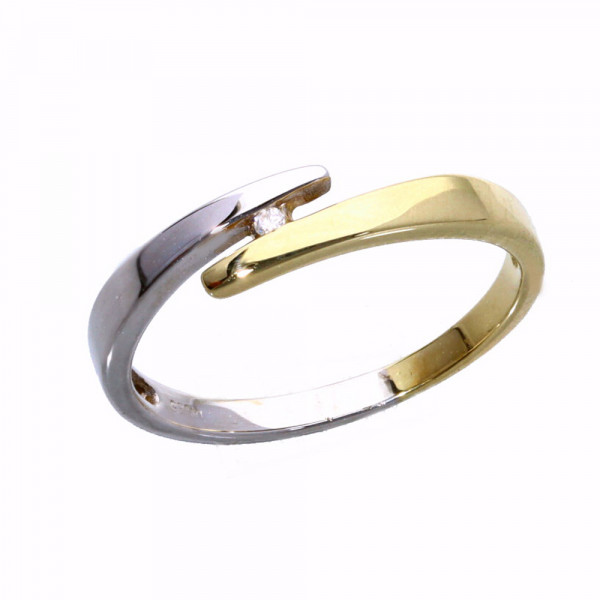 Damen Ring echt Gold 585 (14 kt) bicolor mit 1 Brillanten 0,0100 ct. WP1