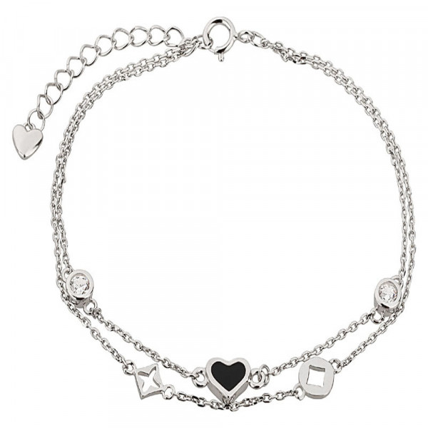Damen Armband Armkette echt Silber 925 Anker mit Herz zweireihig verstellbar