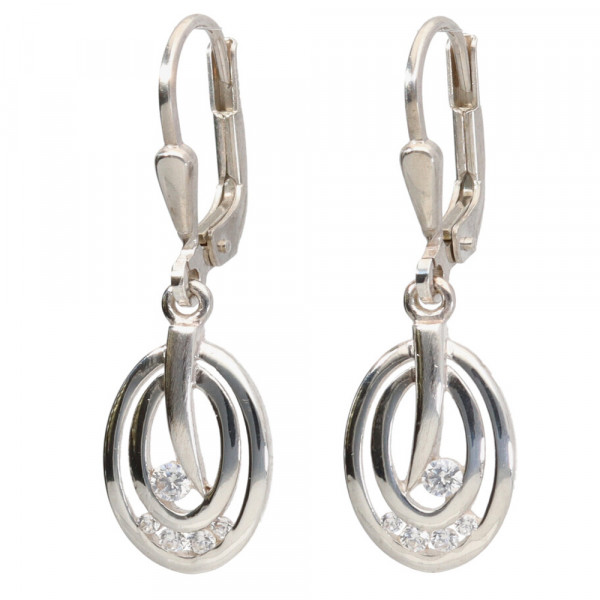 Damen Ohrringe Ohrhänger echt Silber 925 mit weißen Zirkonia