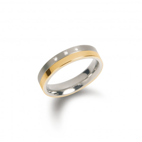 Partnerring Ring von BOCCIA TITANIUM aus Titan in bicolor mit 3 Brillanten