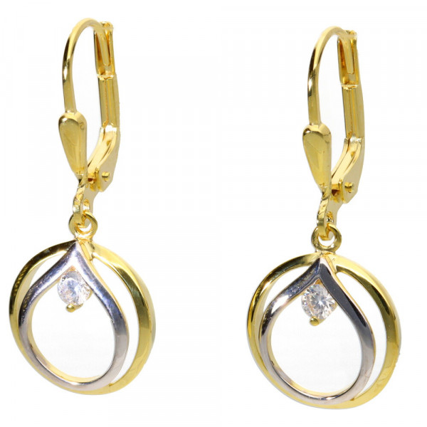 Damen Ohrringe Ohrhänger echt Gold 333 (8 kt) zweifarbig mit Zirkonia