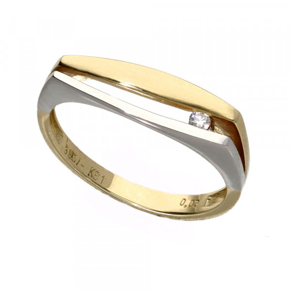Damen Ring echt Gold 585 (14 kt) bicolor mit 1 Brillanten 0,0100 ct. WP1