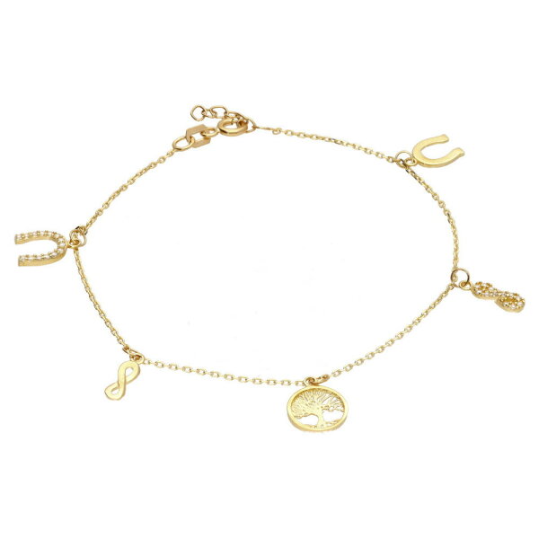 Zartes Bettelarmband mit Zirkonia echt Gold 333 (8 kt) 20 cm verstellbar