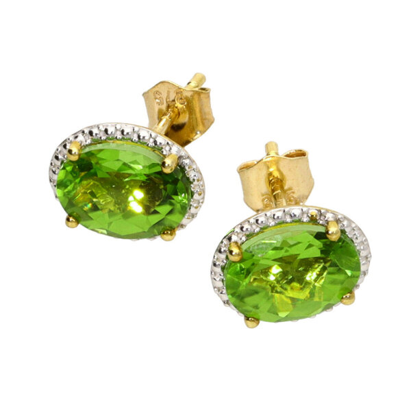 Ohrstecker aus Gold 375 (9 kt) mit echten Peridot