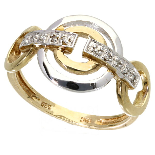 Damen Ring echt Gold 333  (8 kt) bicolor mit 10 Brillanten 0,0500 ct. WP1