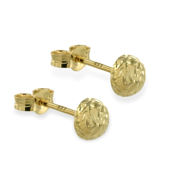 Damen Ohrstecker echt Gold 333 (8 kt) Halbkugel 4 mm Durchmesser diamantiert