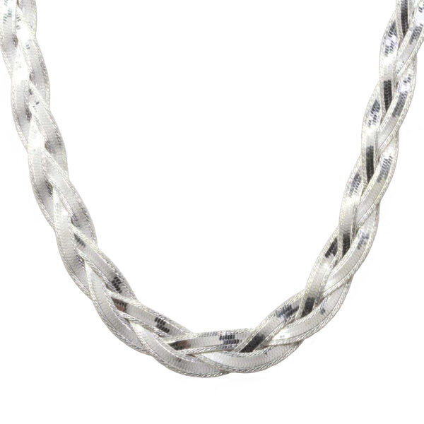 Damen Collier Zopfkette echt Silber 925