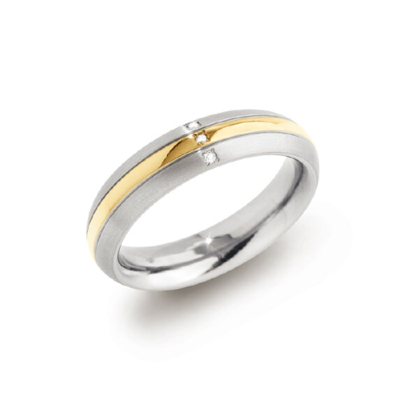 Partnerring Ring von BOCCIA TITANIUM aus Titan in bicolor mit 3 Brillanten