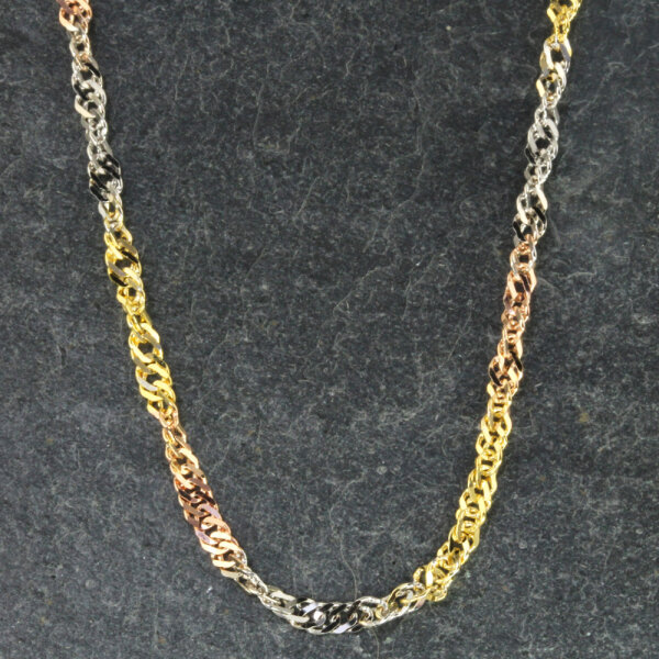 Kette Collier Singapur 2,4 mm breit echt Gold 333 (8 kt) tricolor 42 cm