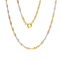 Kette Collier Singapur 2,4 mm breit echt Gold 333 (8 kt) tricolor 42 cm