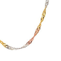 Kette Collier Singapur 2,4 mm breit echt Gold 333 (8 kt) tricolor 42 cm