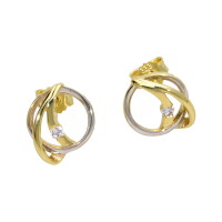 Ohrstecker echt Gold 333 (8 kt) in bicolor  mit Zirkonia