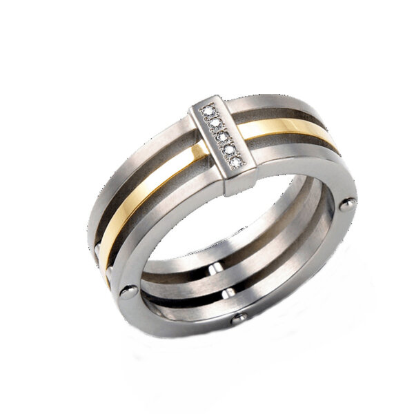 Damen Ring von BOCCIA TITANIUM aus Titan in bicolor mit 5 Brillanten