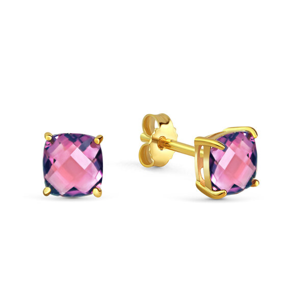 Damen Ohrstecker echt Gold 333 (8 kt) mit Amethyst