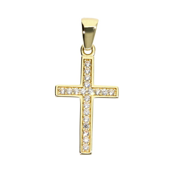 Kreuz Ketten Anhänger aus Gold 333 (8 kt) mit Zirkonia