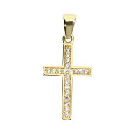 Kreuz Ketten Anhänger aus Gold 333 (8 kt) mit Zirkonia