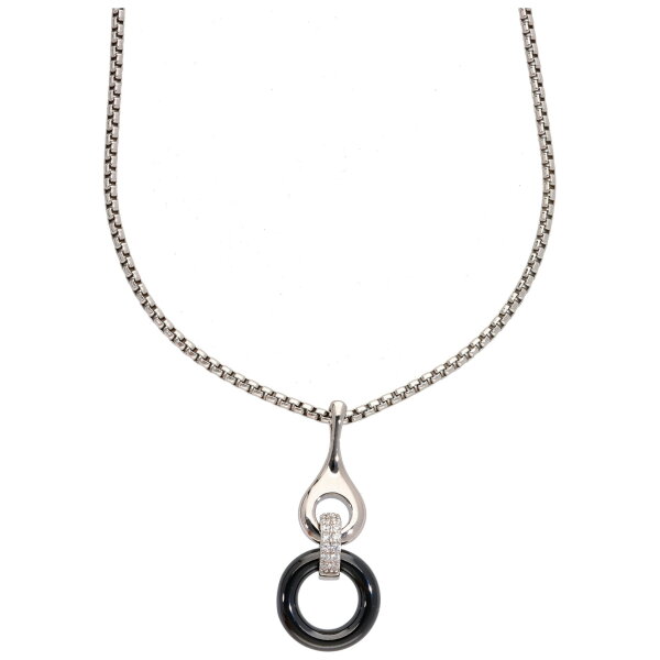 Collier echt Silber 925 rhodiniert mit Anhänger aus Keramik