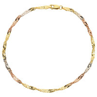 Armkette Singapur echt Gold 333 (8 kt) in tricolor 2,4 mm breit