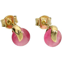 Damen Ohrstecker echt Gold 333 (8 kt) mit pinken Quarz