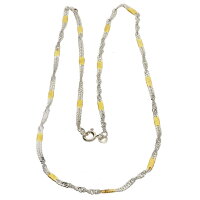Damen Kette Singapur echt Silber 925 in bicolor in 50 cm