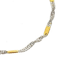 Damen Kette Singapur echt Silber 925 in bicolor in 50 cm