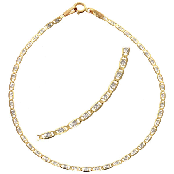Armkette echt Gold 375 (9 kt)  bicolor mit Diamantschliff 19 cm lang