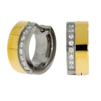 Creolen Klappcreolen aus Titan bicolor mit Zirkonia