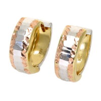 Creolen Klappcreolen aus echt Gold 333 (8kt) in tricolor