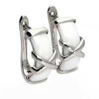 Klappcreolen echt Silber 925 rhodiniert mit weißer...