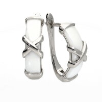 Klappcreolen echt Silber 925 rhodiniert mit weißer...