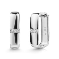 Eckige Klappcreolen aus recyceltem Silber 925 rhodiniert