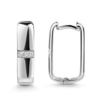 Eckige Klappcreolen aus recyceltem Silber 925 rhodiniert