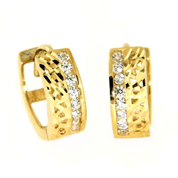 Damen Klappcreolen echt Gold 333 (8 kt) mit Zirkonia