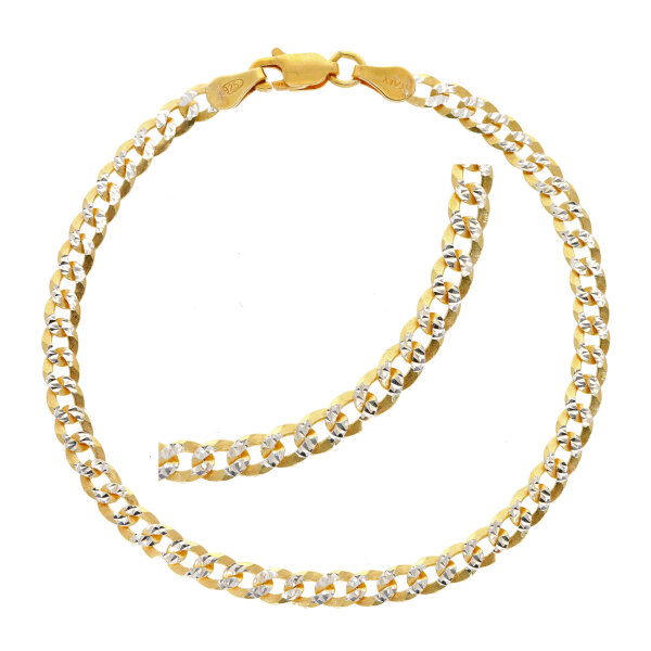 Armkette Panzer echt Silber 925 diamantiert in bicolor