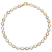 Damen Armband Armkette echt Gold 333 (8 kt) in tricolor...