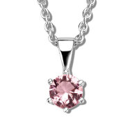 Damen Collier mit Zirkonia in rosa aus echt Silber 925...