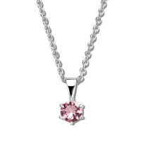 Damen Collier mit Zirkonia in rosa aus echt Silber 925...